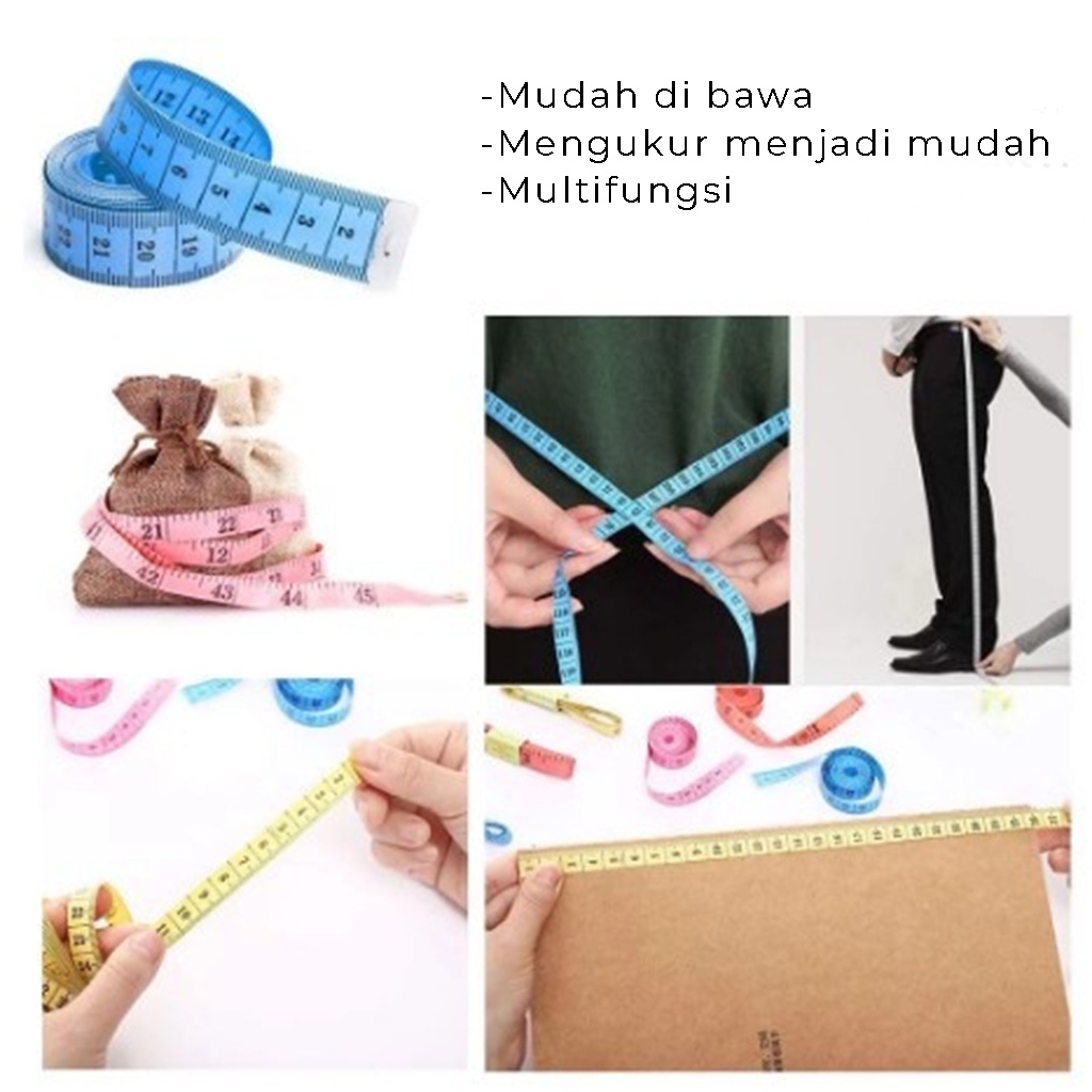 Meteran Baju Metran Jahit Serbaguna Pengukur Badan Multifungsi Alat Ukur Bahan Kain Pakaian Tailor  | GROSIRXPRESS