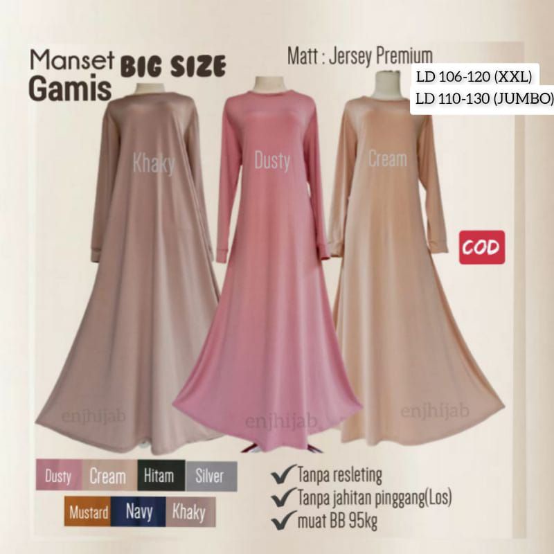 Manset Gamis Jumbo Dress Muslim Big Size Inner Jersey Premiumj