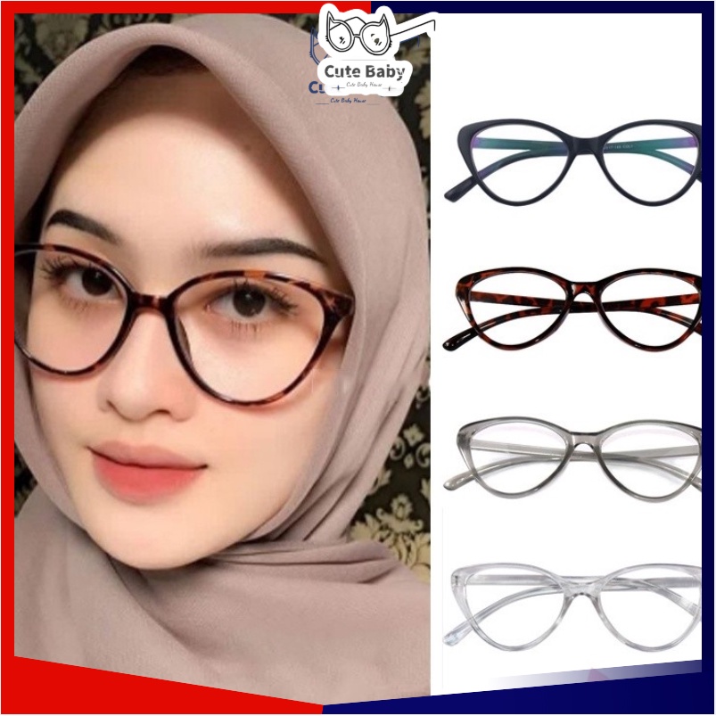 Kacamata Korea Wanita Kacamata Anti Radiasi pria Wanita Fashion Cat Eye retro flat Eyeglasses