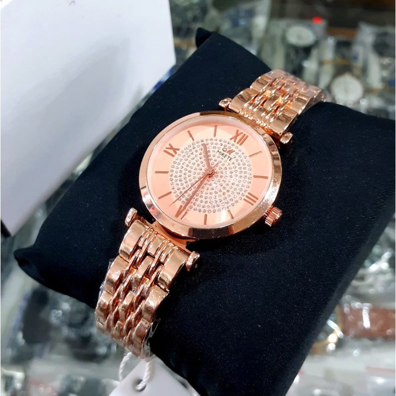 Jam Tangan Wanita Mirete Original Gold Permata Tahan Air // Jam Tangan Analog Quarzt Untuk Wanita Mewah Dan Elegan // Jam Tangan Wanita Terlaris DAN Termurah Bisa Bayar Di Rumah