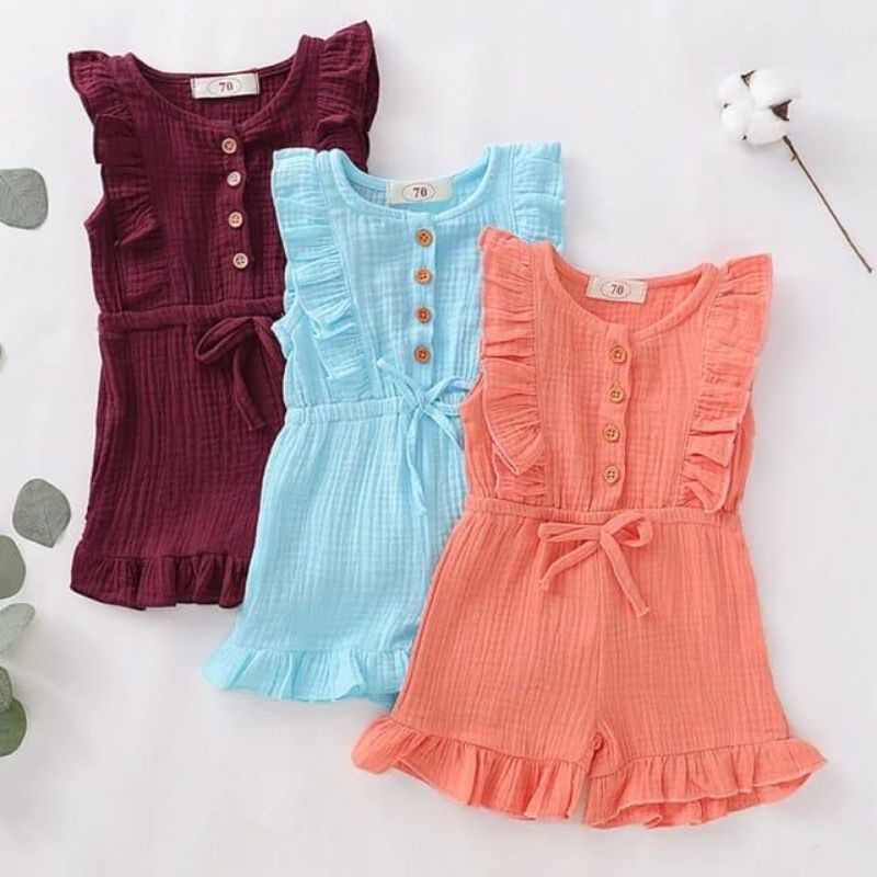 Jumpsuit Bayi Nindy Anak Perempuan 0-18 bulan Ruffle Baby Gum