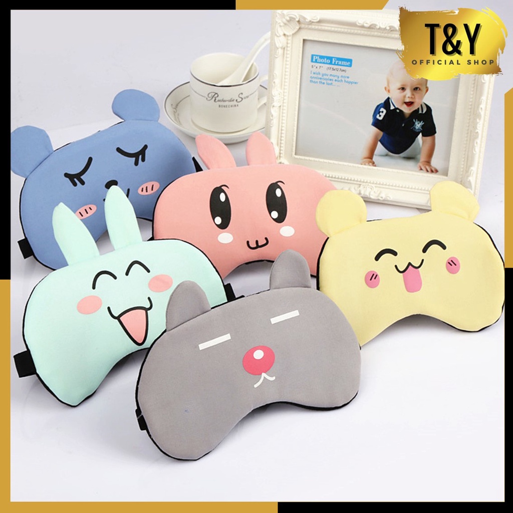 T&amp;Y Penutup Mata Cute Karakter Sleep Mask Travel Cooling Gel Adem Nyaman Sleep Eye Shade Mask Motif Lucu