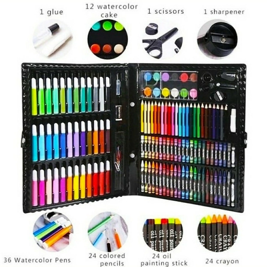 Art Set Anak 150 Pcs Warna Alat Set Menggambar Melukis Mewarnai Anak Super Mega Art Set 150 Pcs Pensil Warna Crayon Spidol Full Set Alat Lukis Anak