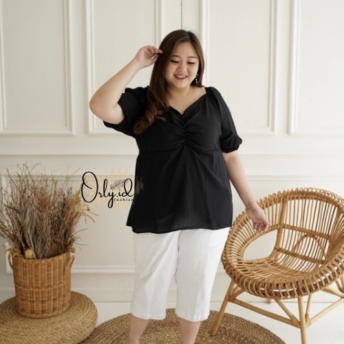 S-XXXXL AZURA Baju sabrina Baju Atasan Sabrina Wanita Jumbo Crop Top Korean Style Blouse Lengan Panj