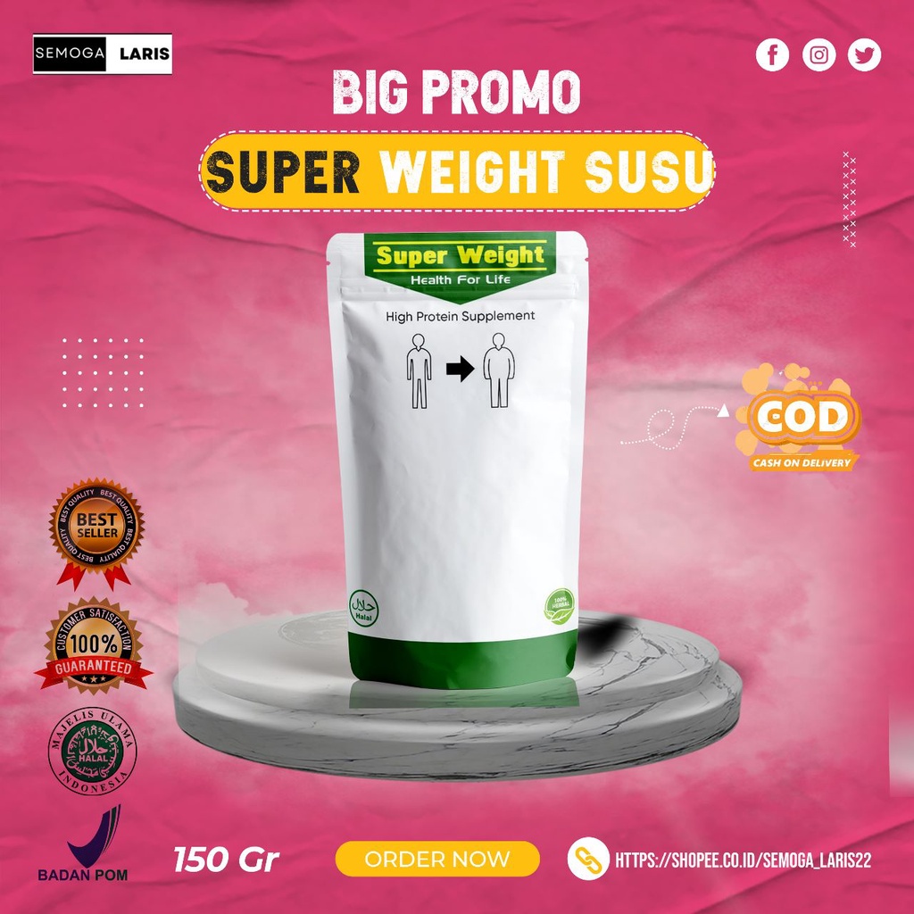 

SUSU PENGGEMUK BADAN PENAMBAH BERAT BADAN PENYERAP NUTRISI MAKANAN PENAMBAH NAFSU MAKAN AMPUH DENGAN PROTEIN KALORI TINGGI SUPER WEIGHT