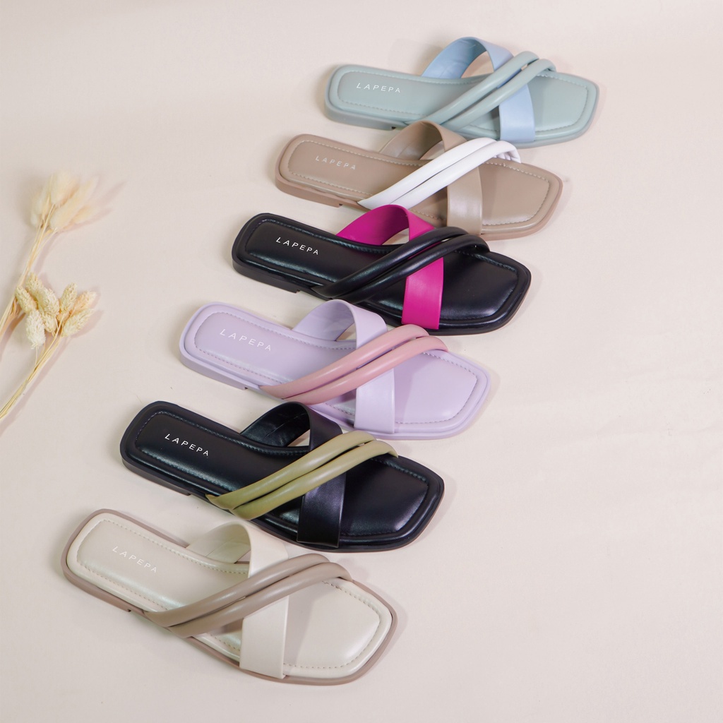 LAPEPA YUK - HANNA Sandal Wanita Teplek Silang Casual Size 36 - 40 Sendal Slop Rumah Empuk Flat Cewek Kasual Rumahan Warna Fuschia Black Hitam Pink Fanta Selop Santai Premium 37 38 39 Perempuan Kekinian Terbaru Shoes ORI Original Mall Official Store