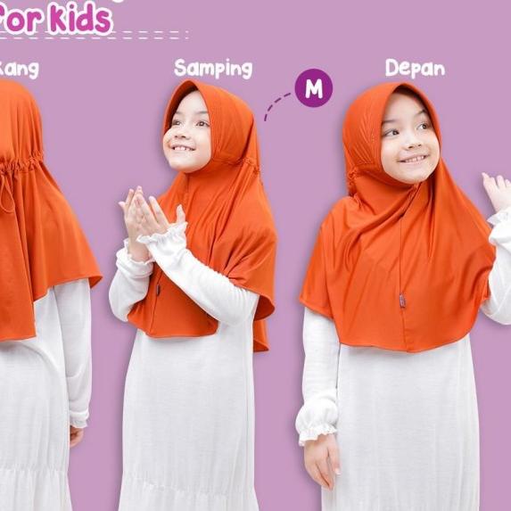 Kerudung Anak SD Instan Serut / Jilbab Bergo Anak Alsha M By Mueeza - Marun