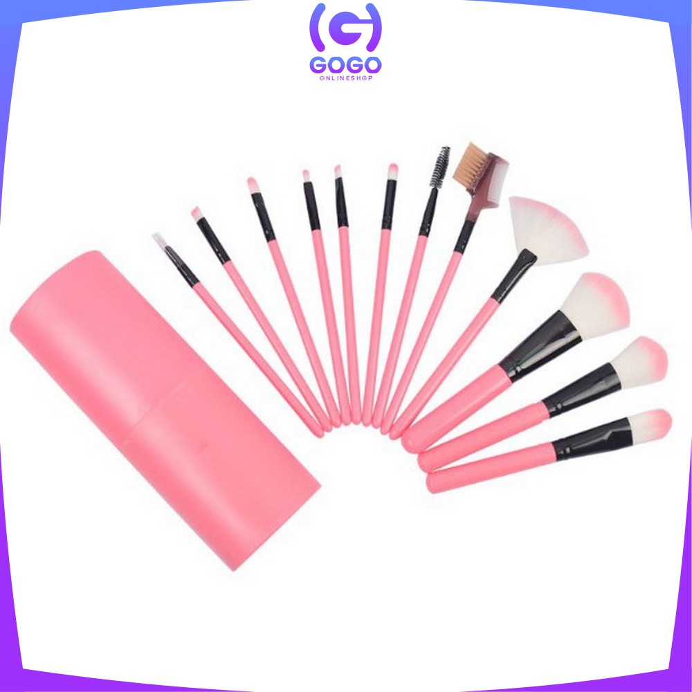 GOGO-K29 Brush Make Up Set 12IN1 Tabung / Kuas Makeup Set Kuas Alis Brush Highlighter Alat Kosmetik