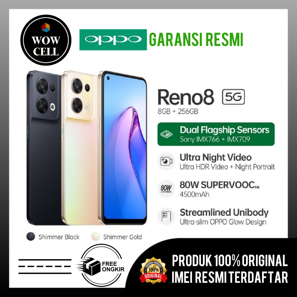 OPPO RENO 8 5G 8GB/256GB &amp; OPPO RENO 8Z 5G 8GB/256GB GARANSI RESMI OPPO 1 TAHUN