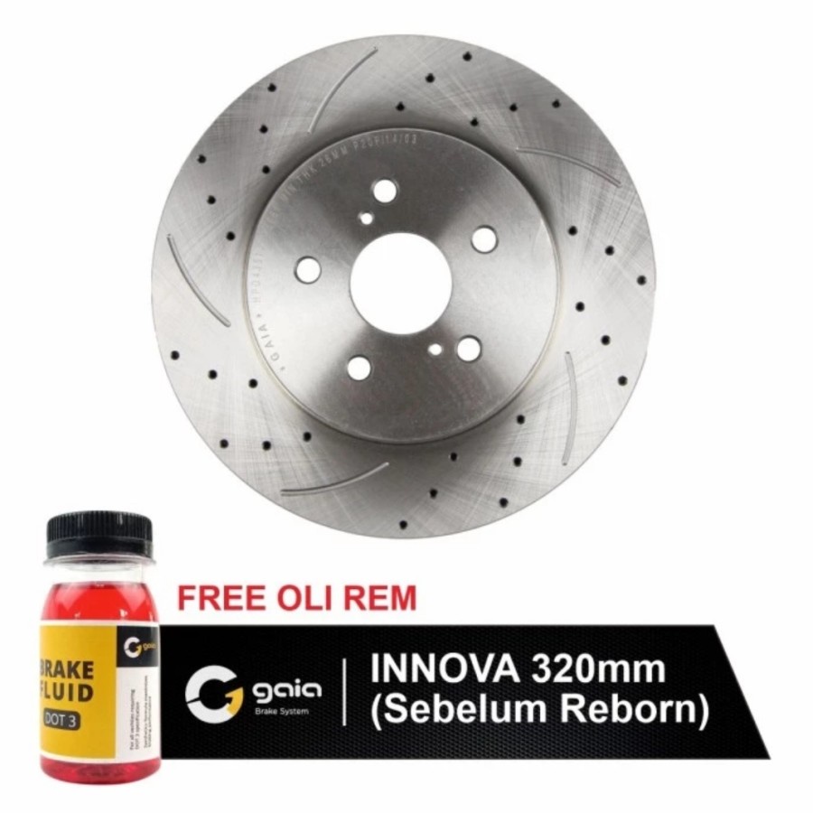 BRAKE DISC BRAKE ROTOR GAIA 320MM TOYOTA INNOVA TYT48081 DRILL SLOTTED + BRACKET