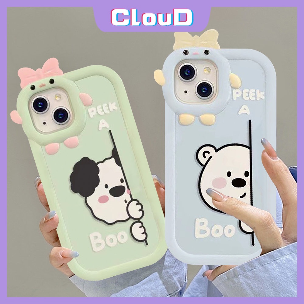 Soft Case Tpu Motif Kartun Beruang Anjing 3D Untuk iPhone 7Plus 11 13 12 14 Pro Max X XR XS Max 8 7 6s 6 14 Plus SE 2020