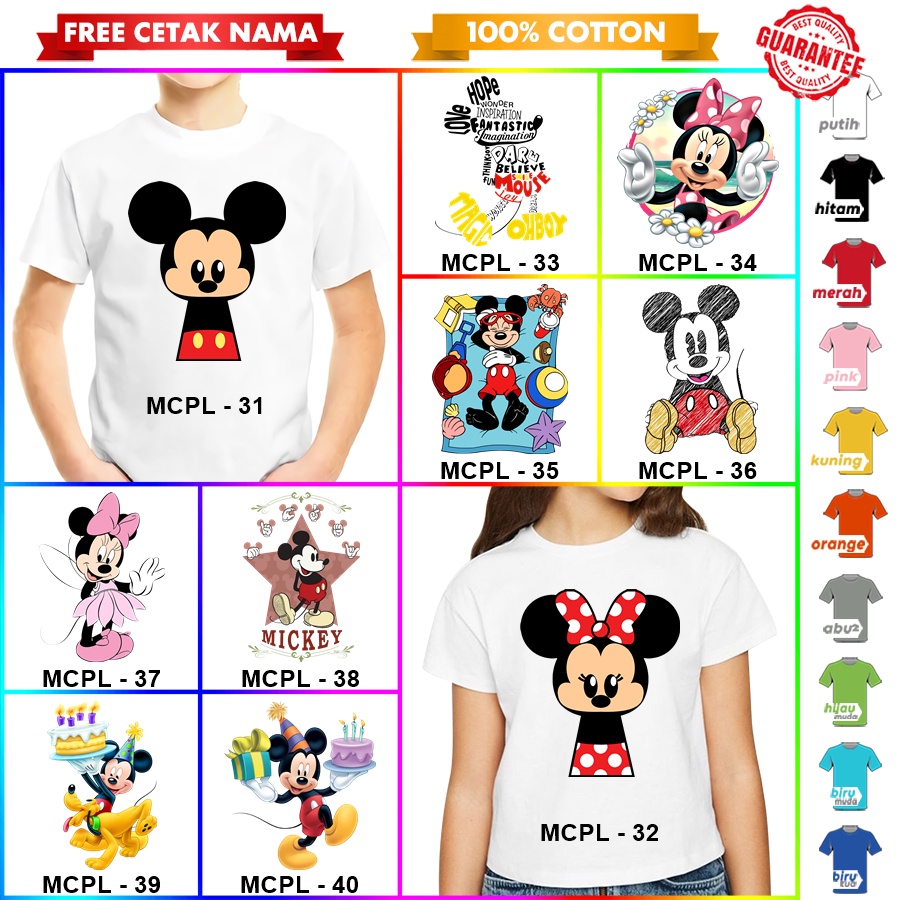 [FREE NAMA!!] Baju Kaos COUPLE  ANAK DAN DEWASA MICKEY MINIE BANYAK MOTIF