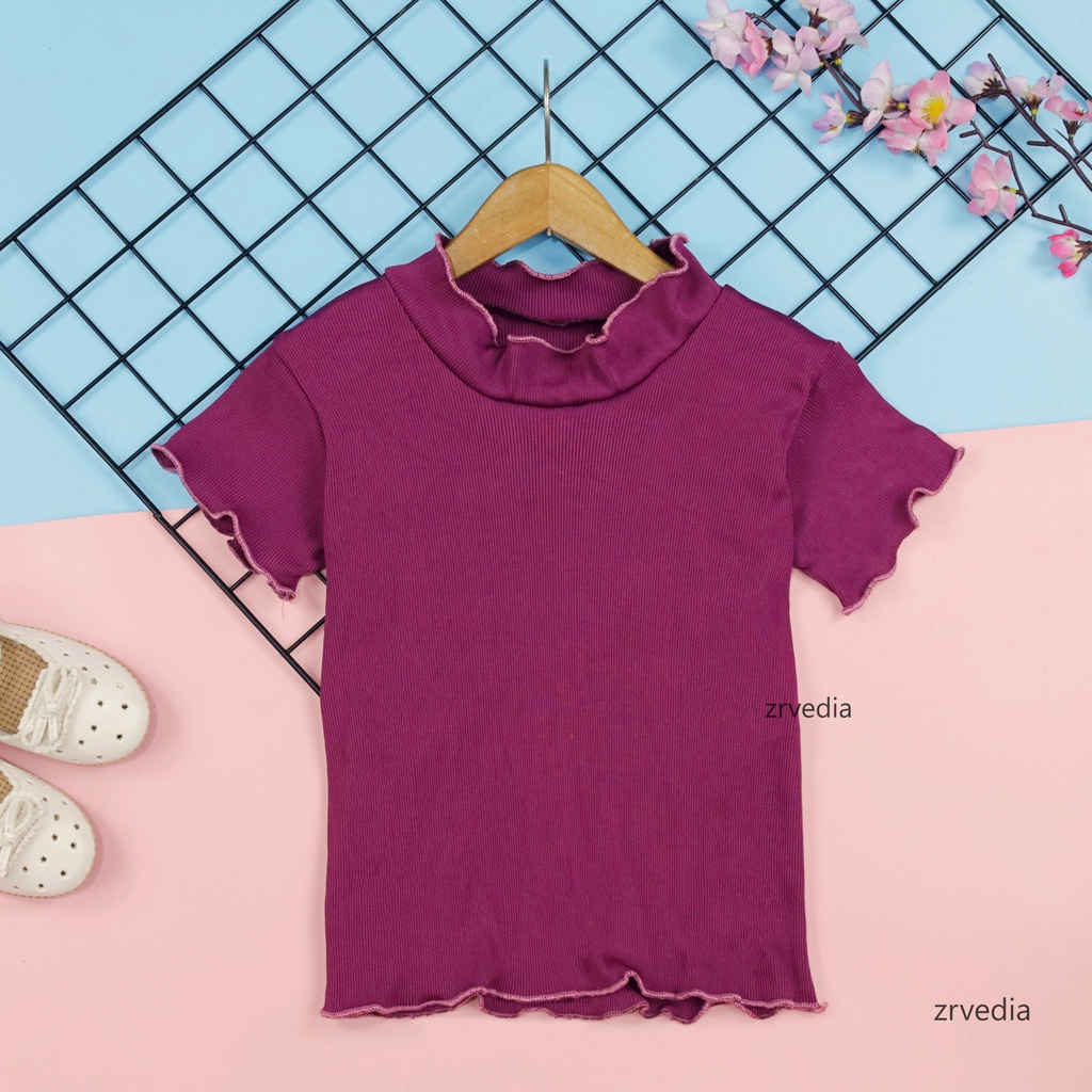 (KNIT) Windy Ruffle Top uk 2-4 Tahun / Kaos Anak Bahan Cotton Rib Blouse Tebal Stretch Balita 2-4 Tahun Atasan Polos Perempuan ZR Vedia