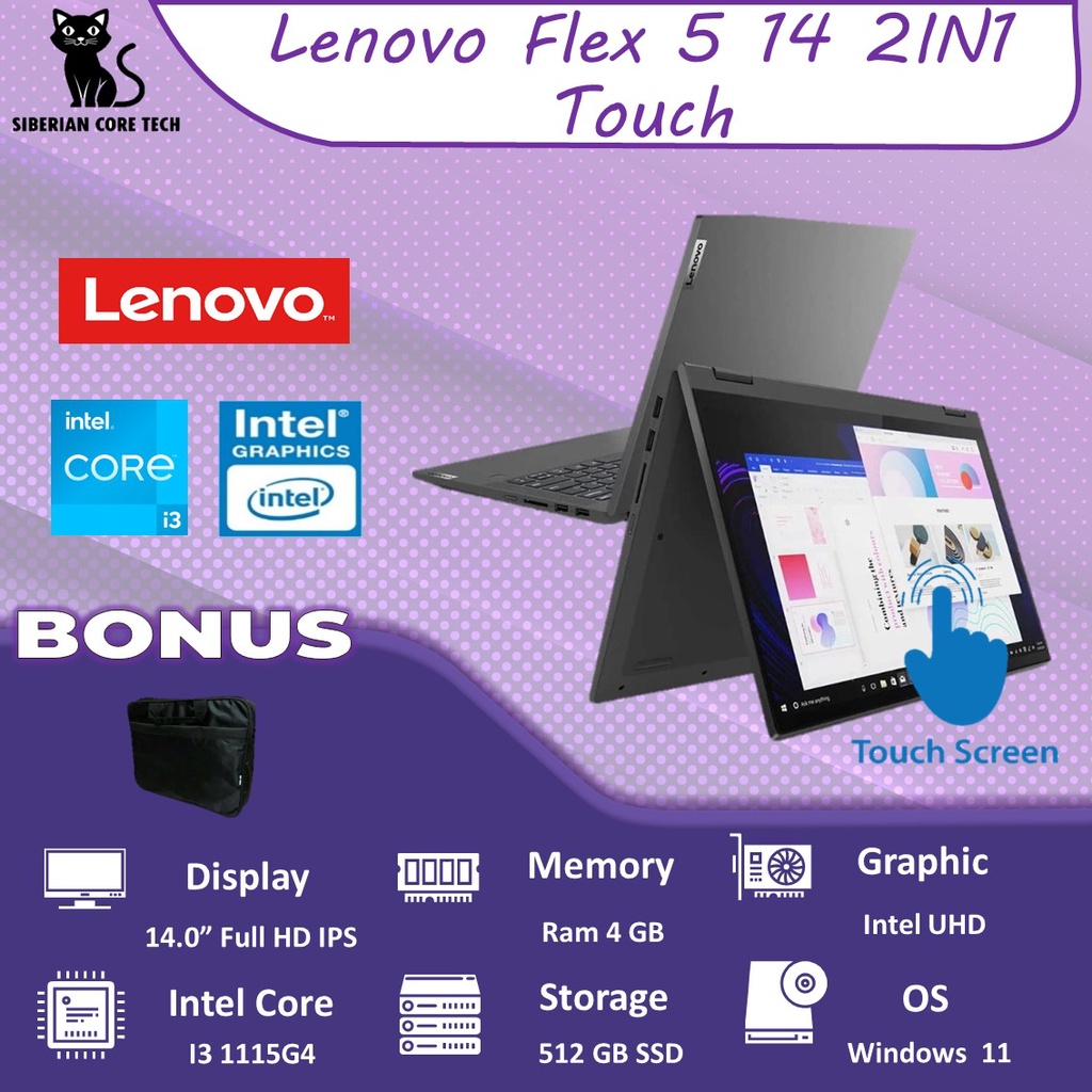 Laptop Lenovo Flex 5 14 2IN1 TOUCH i3 1115G4 8GB 512GB SSD W11 14.0FHD IPS