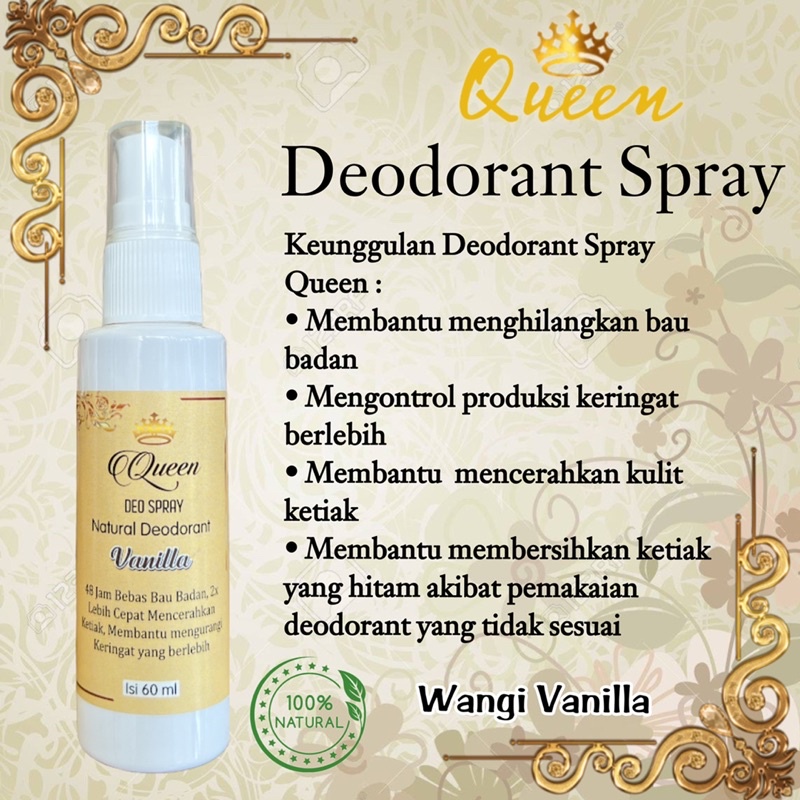 BISA (COD) QUEEN DEO SPRAY 60ML DEODORANT NATURAL SPRAY