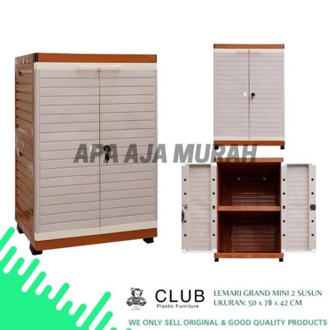 

LEMARI PLASTIK CLUB GRAND MINI CABINET 2 SUSUN RAK MOTIF KAYU stock ready