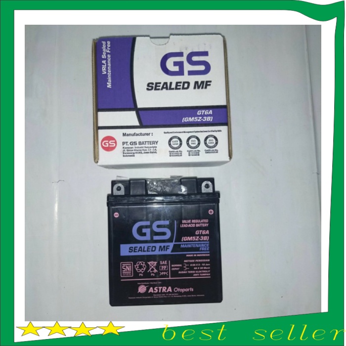 ACCU kering GS GT6A Aki kering motor Supra lama  Mio Carbu  Megapro