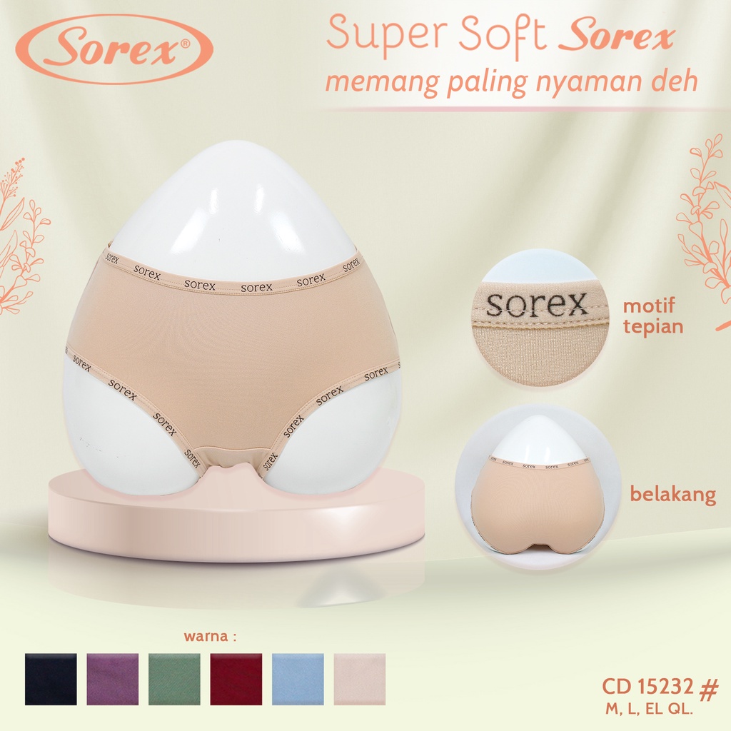 6 Pcs Celana Dalam Wanita SOREX 15232 - MIDI Cutting - Super Soft CD Underwear - Pakaian Dalam Wanita Katun Cotton