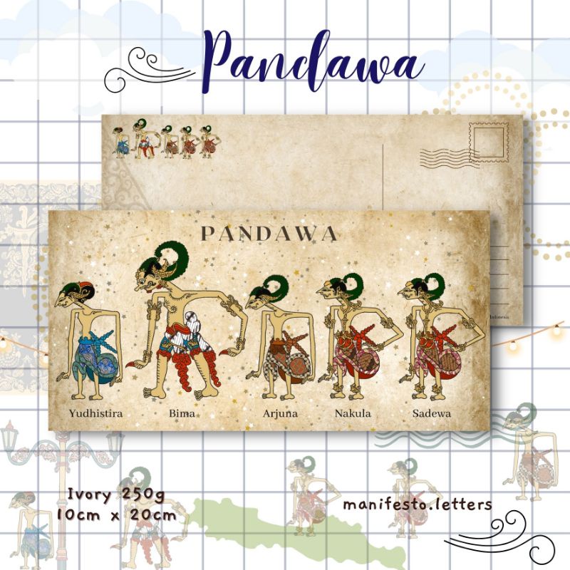 

Postcard Long Wayang Kulit Pandawa Lima | Kartu Pos Budaya