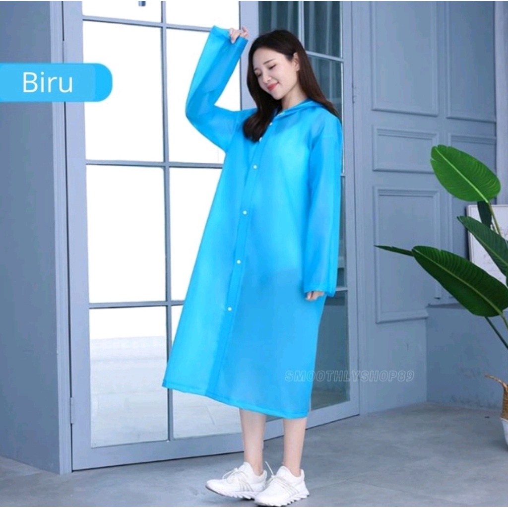 Jas Hujan Transparan Korea Poncho EVA Transparent Raincoat