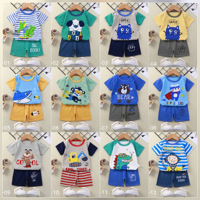 Part 3 baju setelan kaos anak laki laki dan perempuan 2-5 tahun import BB