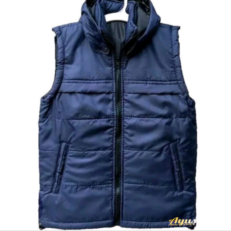 Jaket rompi motor tahan angin hitam dan nevy / jaket pria keren / Rompi vest pria /  jaket rompi motor Parasut Zipper Hoodie