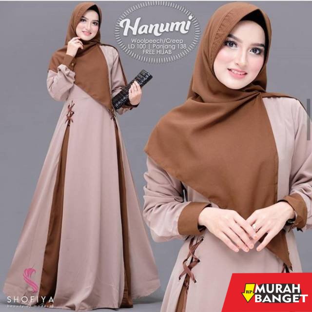 model gamis kombinasi polos terbaru 2022 Baju gamis hanumi dress moscrep