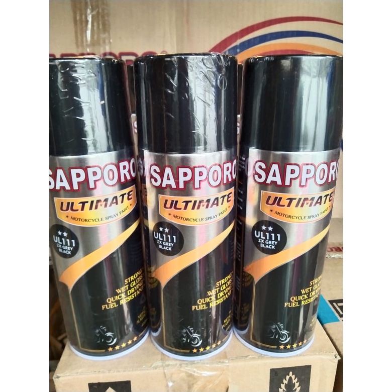 cat spray pilok pilox cat semprot sapporo ultimate saporo ultimate ul111 ZX grey black abu gelap abu kehitaman 400ml