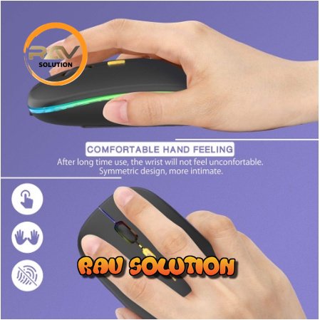 SUPER PROMO mouse wireless gaming rechargeable silent 2.4Ghz 1600DPI dengan Receiver USB-Hitam+mousepad  - RAV SOLUTION