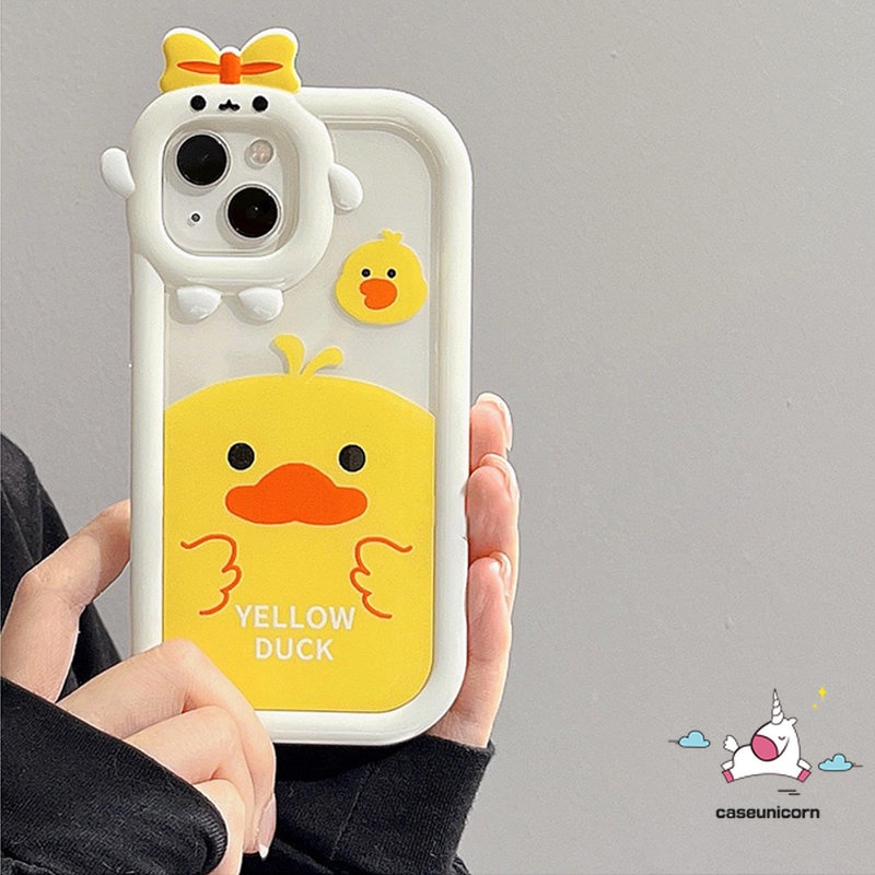 Casing Bebek Kuning Lucu Redmi Note 9T A1+9 9A 10 10A 10C 9C NFC Mi 11Lite Redmi Note 10s 8 9 11 11Pro+10 11s 10Pro POCO M3 X3 NFC Pro Kartun 3D Bow Little Monster Lens Soft Case Cove/Sarung Tempat Makan