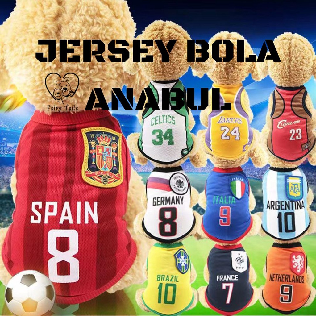 Baju Bola Jersey Piala Dunia Untuk Anjing dan Kucing Anabul / World Cup Qatar 2022 Sporty Sport Size Kecil