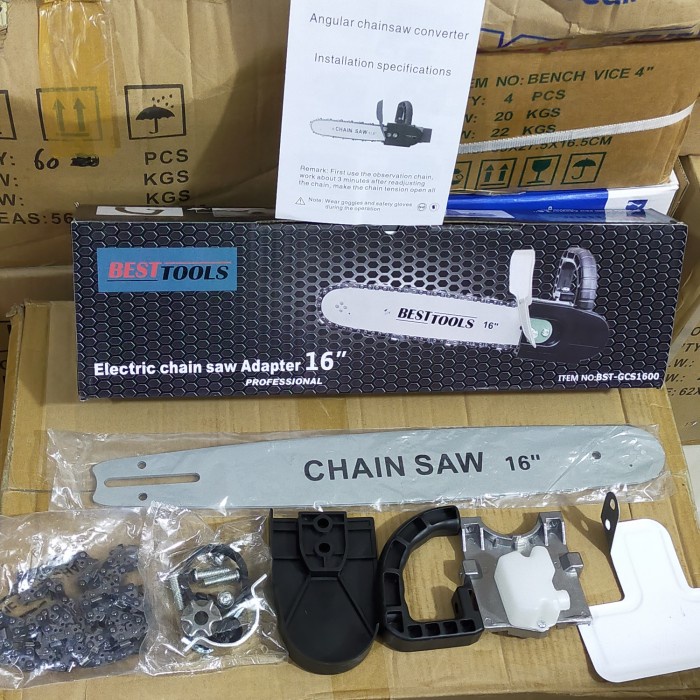 [READY] Adapter Mini Chainsaw Gerinda Gergaji Potong Kayu / Mini Chain Saw 12 - Besttools 16 / Perle