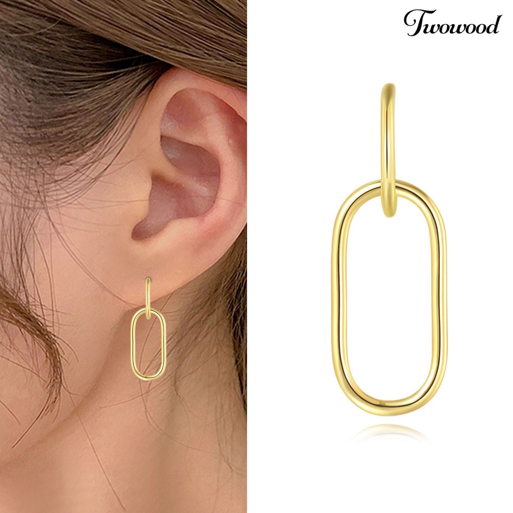 1 Pasang Anting Hook Bentuk Setengah C Oval Geometris Untuk Pesta Pernikahan