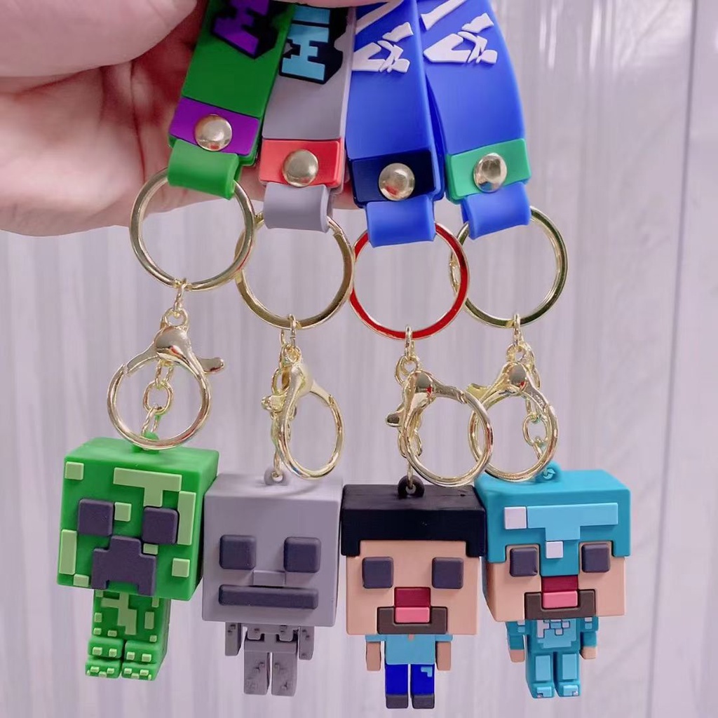 Game Mine-craft Creeper Keychain Figure Pendant Toy Keyring Kids Xmas Gifts Birthday