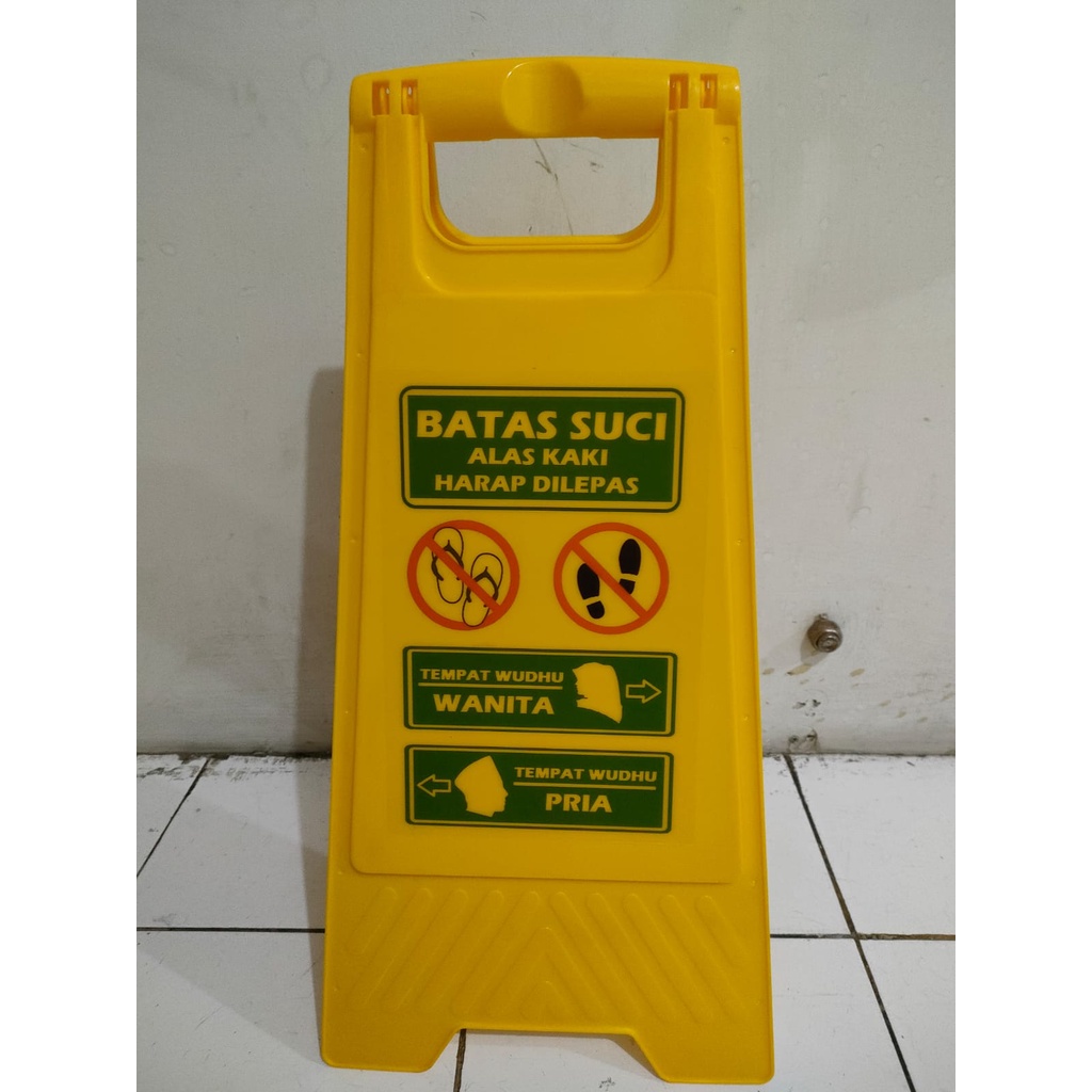 Plang stiker sticker batas suci tempat wudhu pria wanita Masjid Musholla bukan wet floor lantai basah