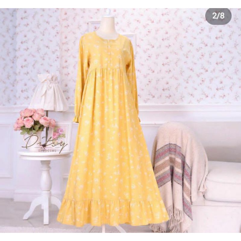 PRELOVED DITSY VAIA YELLOW / LAIRA MAZEN SERIES / ADDIA ROUGEPINK / LOVE RED NIGHTGOWN SIZE L