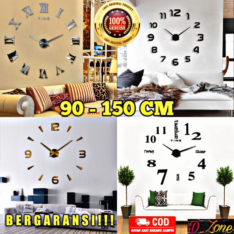 Jam Dinding Besar 3D DIY Giant Wall Clock Quartz Creative Design Jam Dinding Jumbo