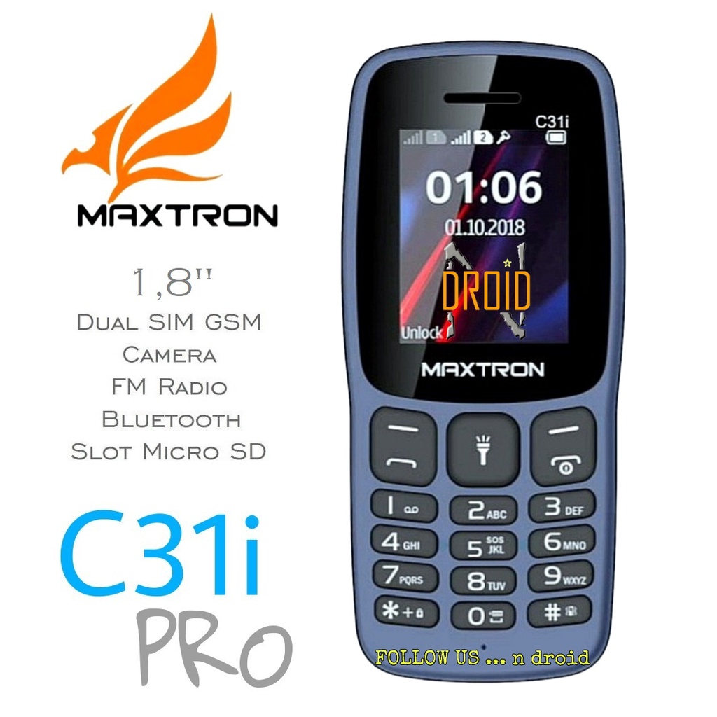 MAXTRON C31i PRO - HP Candybar 1,8" -- DUAL SIM GSM - BISA GETAR  - HP MAXTRON - HP MURAH