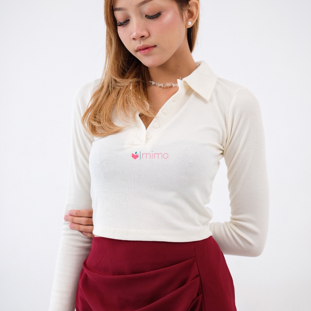 Crop Polo Knit Top