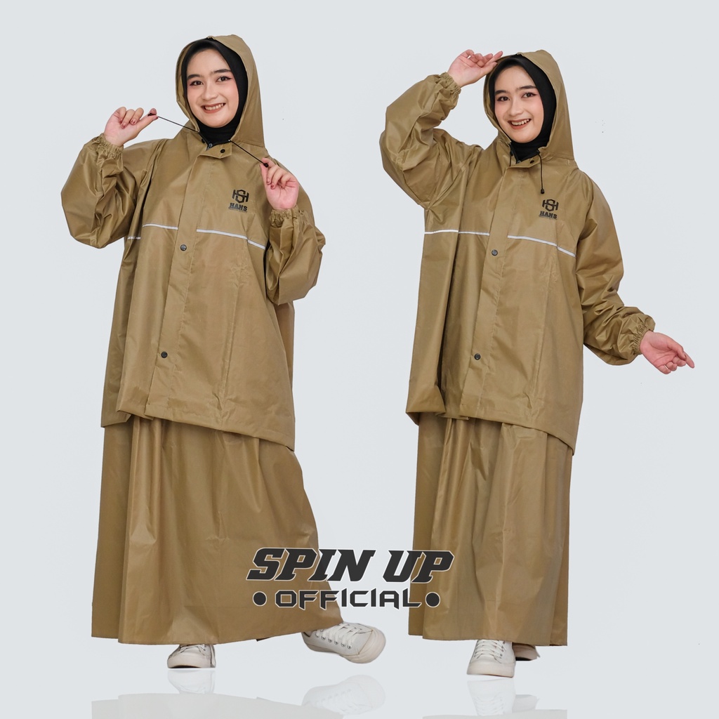 Jas hujan HANS Mantel hujan wanita setelan baju dan rok anti rembes
