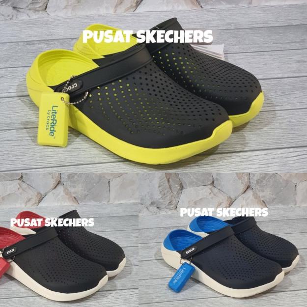 crocs sepatu sandal pria import /sepatu crocs literide man - Hitam, 36