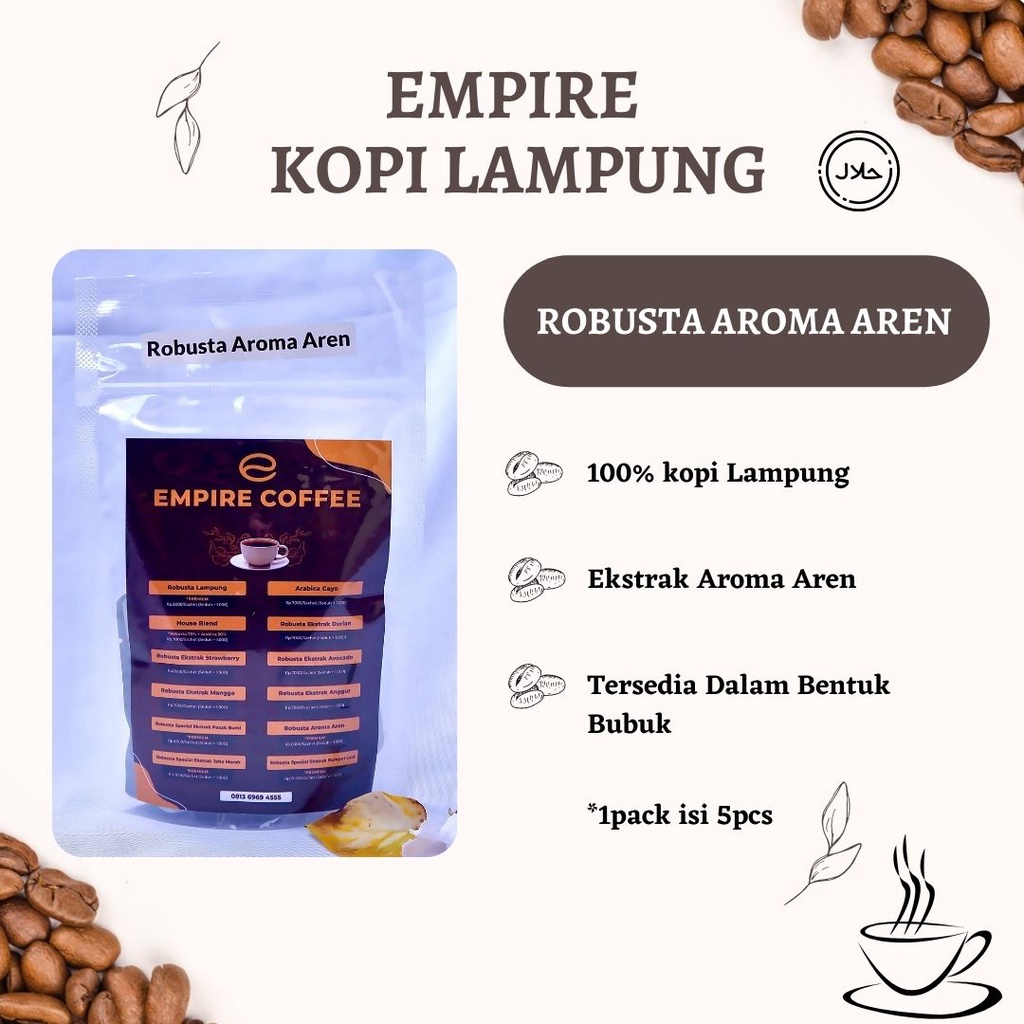 

EMPIRE COFFEE LAMPUNG!!!! varian rasa "ROBUSTA AROMA AREN" asli campuran dengan aren original