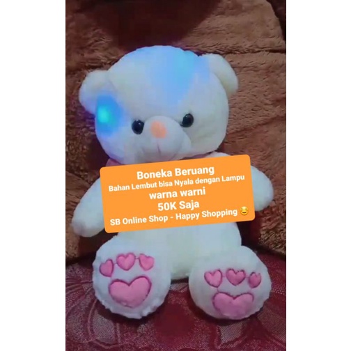 Boneka Beruang Teddy Bear dengan Lampu warna warni cocok untuk menemani si kecil tidur zZZ