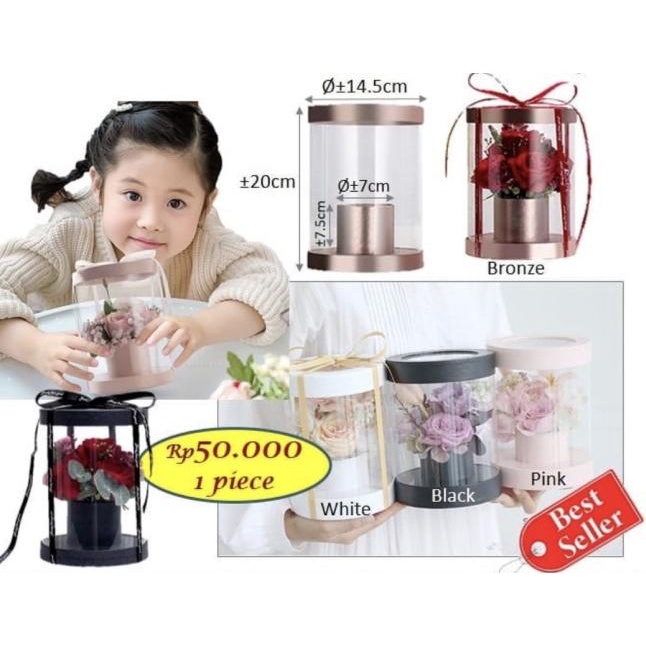 

Mini Opp Round Flower Box - Box mika - mica flower box - Putih