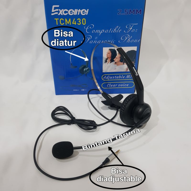 Telepon Kabel Panasonic KX-TS880MX + Headset Excelltel 2.5mm TCM430 Telepon Panasonic KX-TS880
