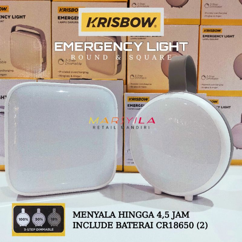 LAMPU EMERGENCY DARURAT LED ROUND SQUARE KRISBOW | KRISBOW LAMPU DARURAT PORTABEL EMERGENCY LED