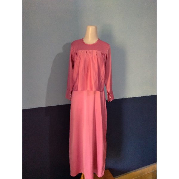 Dress bridesmaid kebaya bahan satin premium S pink