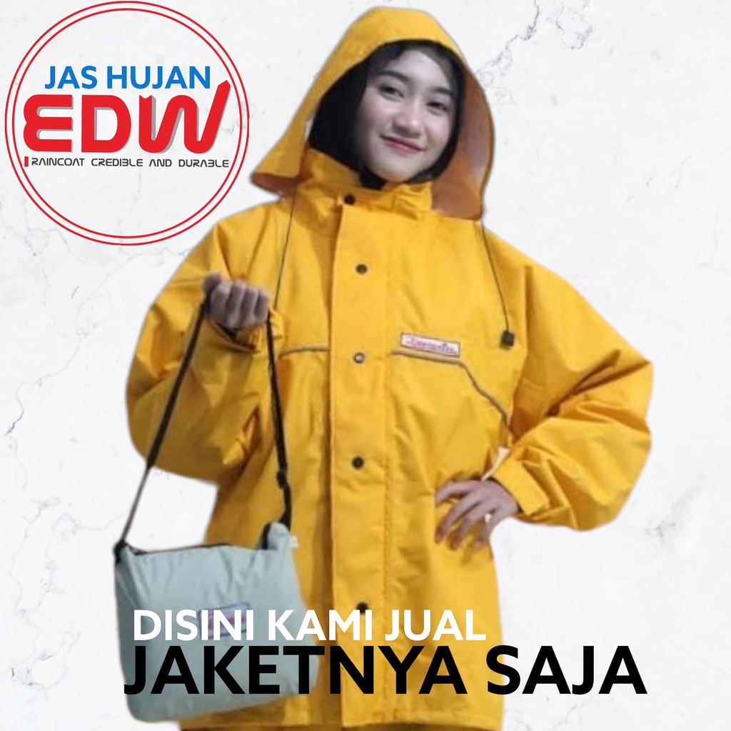 Jaket Baju Jas Hujan Edelweiss EDW Bahan Taslan Balon Waterproof Jaketnya Saja