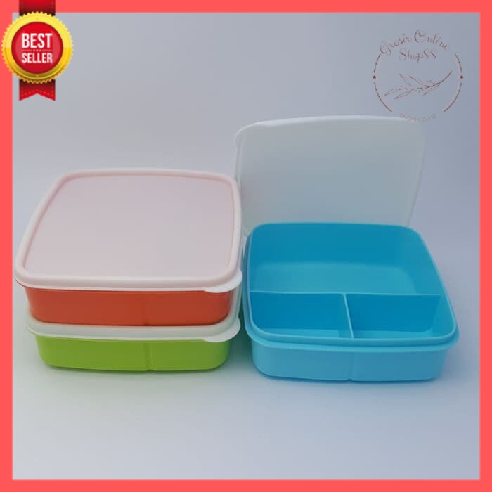 GOS - A312 - Lunch Box Tempat Makan Anak 3 Sekat - Kotak Bekal Makanan Plastik Souvenir Kado Ultah