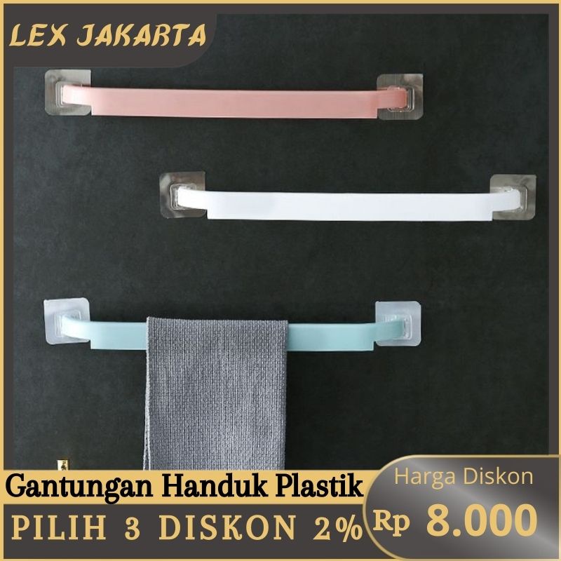 LEXJAKARTA  Gantungan Handuk Plastik Kamar Mandi Tanpa Paku Rak Handuk Suction Tempel